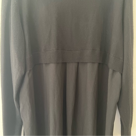 Nordstrom NWT Knit Dress Black Merino Wool Midi Size XL Mixes Media Minimalist - Picture 6 of 10